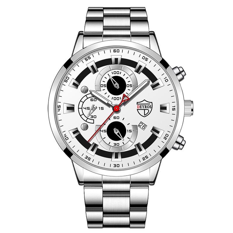 Fashion Sport Watches for Men Business Stainless Steel Quartz Wristwatch