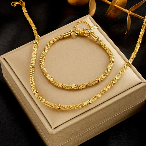 Pulsera de cadena gruesa de acero inoxidable 316L color dorado para mujer