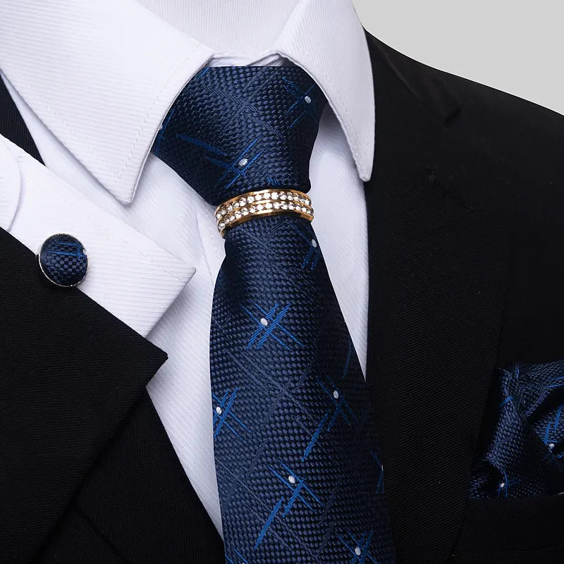 Brand Luxury 8 cm Tie Hanky Cufflink Set Gravata Necktie For Men