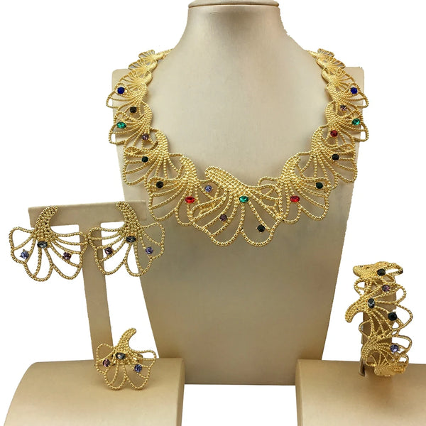 Conjuntos de joyas italianas más nuevos: collar de novia, boda, compromiso y regalo.