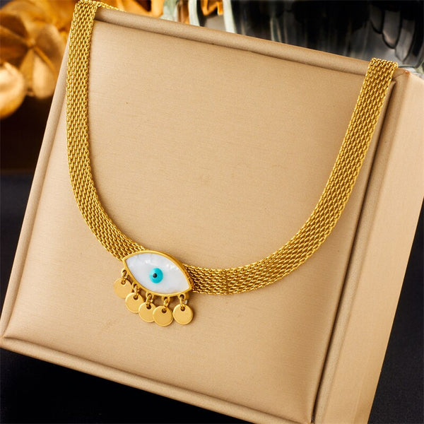 316L Stainless Steel Blue Eyes Pendant Necklace For Women