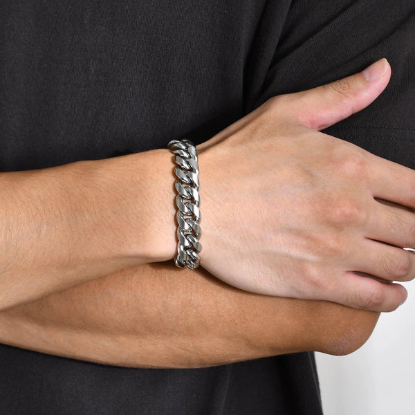 Men's 6/8/10/12mm Cuban Chain Bracelet, Waterproof Stainless Steel Curb Link Chain Wristband