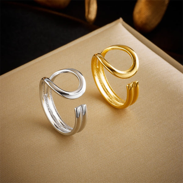 316L Stainless Steel Gold Color Abstract Open Ring For Women Men