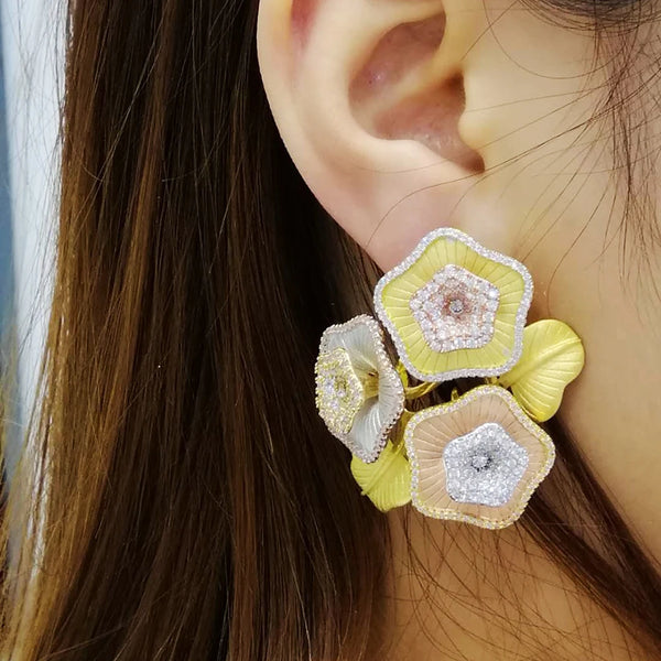 Pendientes grandes de alta calidad con circonita cúbica para boda, para mujer