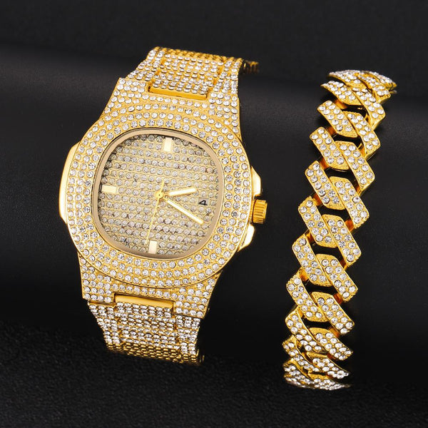 Iced Out Women Watches Bracelet Gold Ladies Wrist Watches