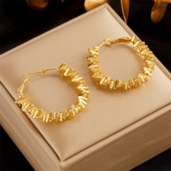316L Stainless Steel Gold Silver Color Irregular Triangles Hoop Earrings For Women
