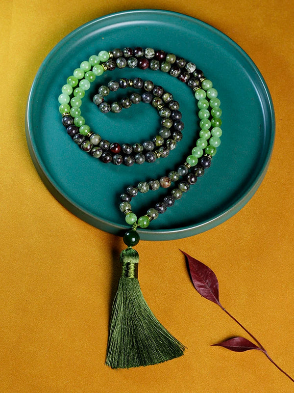 Japamala 108 beads natural stones Prayer Necklace tassel,mala 108 beads 8mm rosary