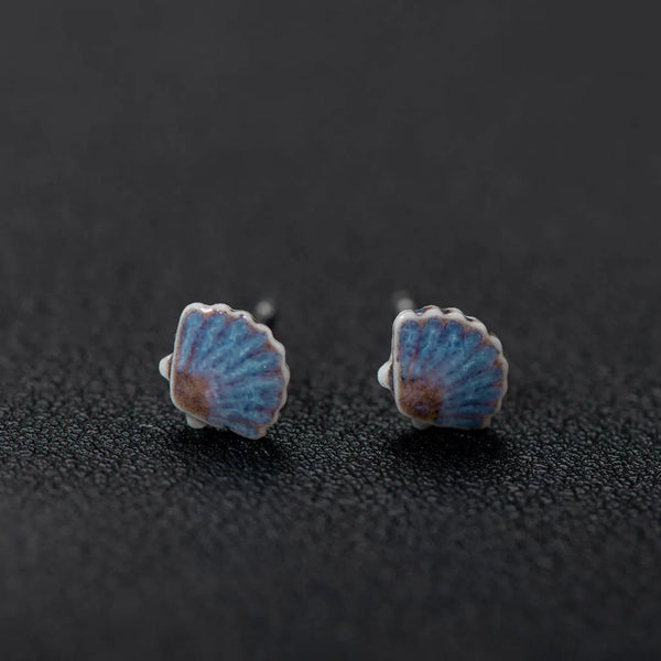Multicolor Small Seashell Cute Ceramic Earrings