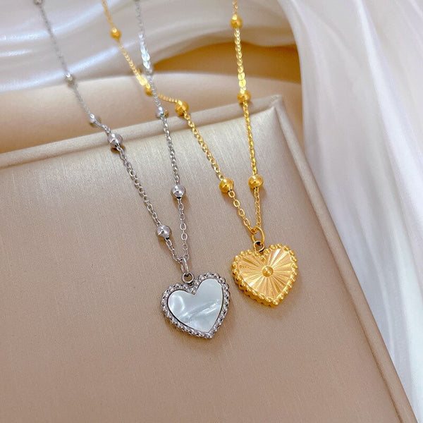 Collar con patrón de doble cara bañado en oro para mujer