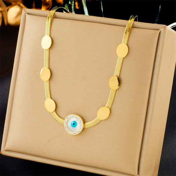316L Stainless Steel Round Eyes Choker Necklace For Women