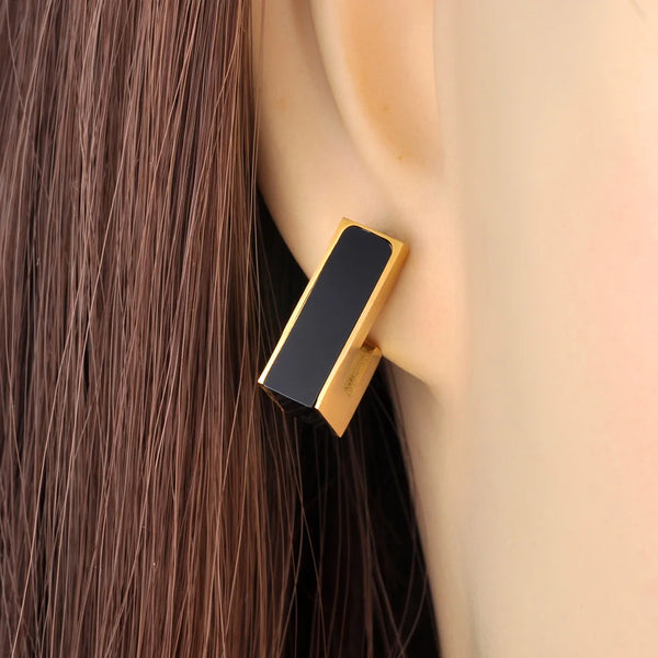 Pendientes geométricos de acero inoxidable chapados en oro de 18 quilates para mujer