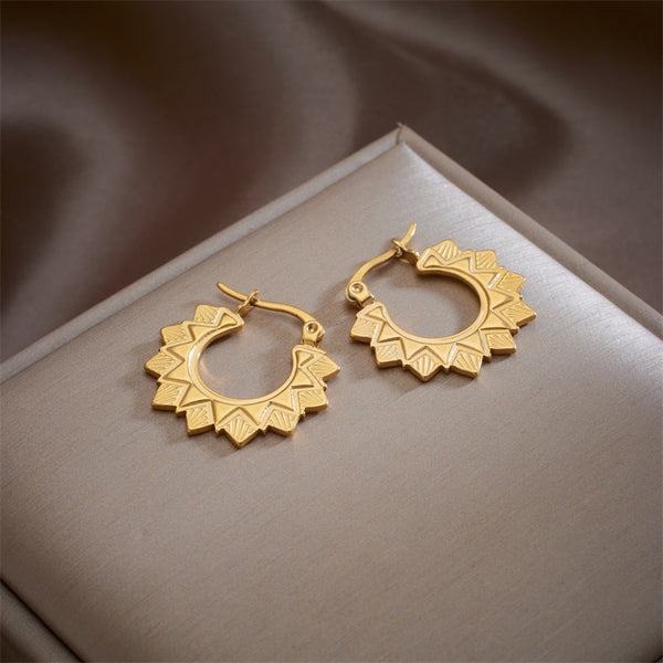 Pendientes de aro geométricos de acero inoxidable 316L color dorado para mujer