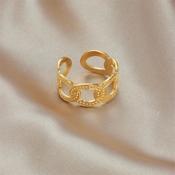 316L Stainless Steel Oval Hollow Out Rings For Women