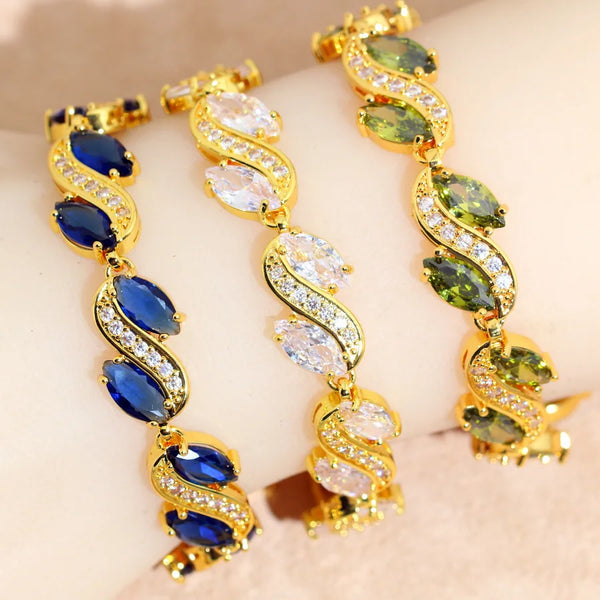 AAA Zirconia 18KGold Plated Bracelet for Women Wedding Jewelry Best Girl Gift