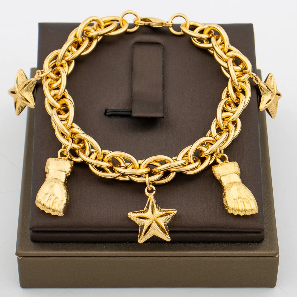 Luxury Bear Design Stainless Steel Bangle Chain Gold Color Bracelet