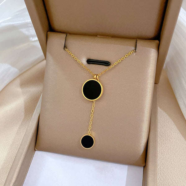 316L Stainless Steel Round Tassel Pendant Necklace For Women