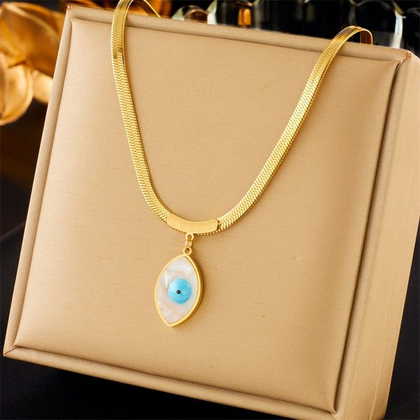 Collar con colgante de ojo de acero inoxidable 316L para mujer