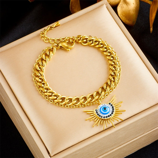 316L Stainless Steel Retro Eye Charms Bracelet For Women