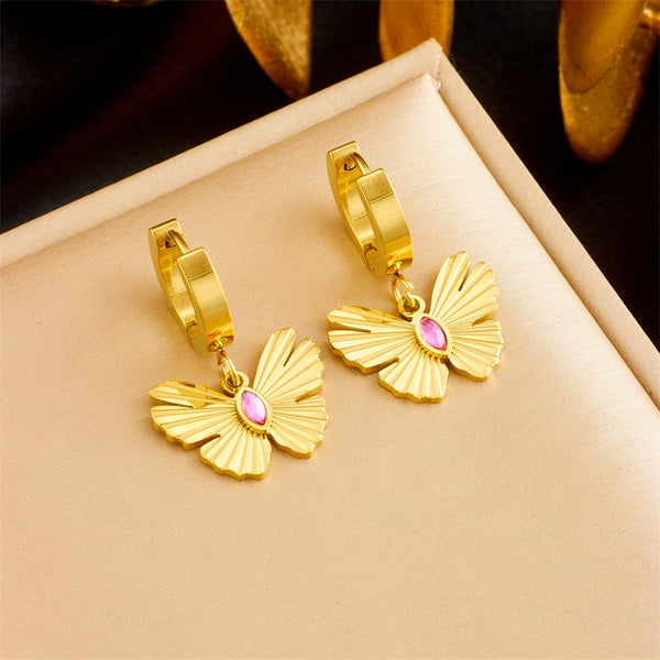 316L Stainless Steel Cute Butterfly Pendant Earrings For Women