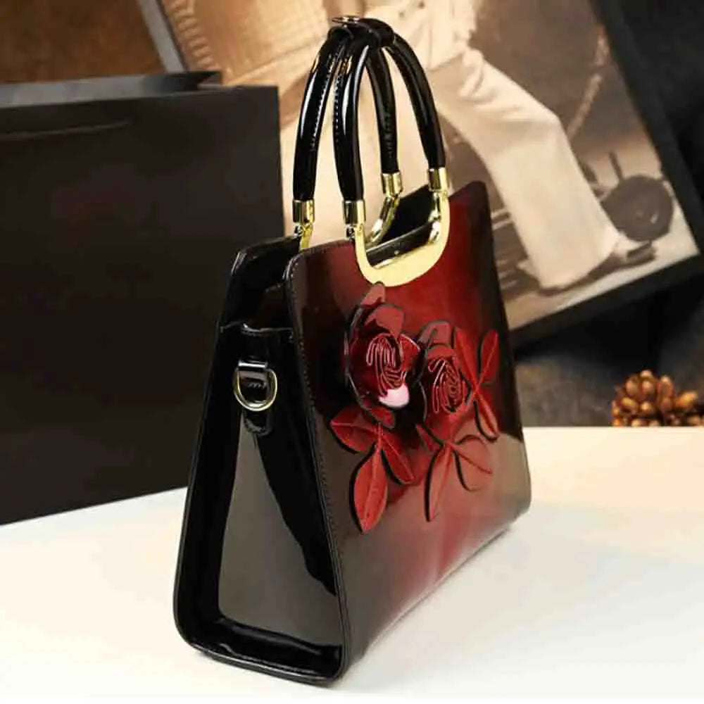 Fashion Noblel Women Luxury Patent Leather Shiny Skin Top Handle Bag
