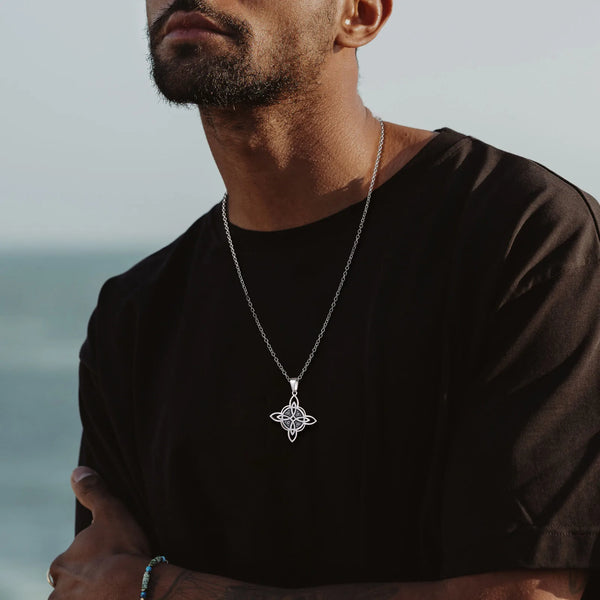 Collares vintage de brujas con nudo celta y estrella para hombre