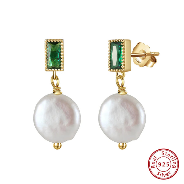 Pendientes colgantes de perlas de agua dulce vintage