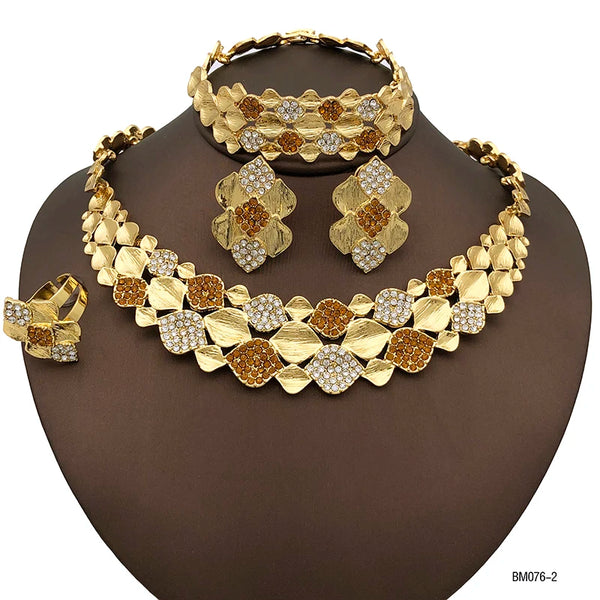 Conjunto de joyas italianas para fiesta, boda, diamantes de imitación para mujer