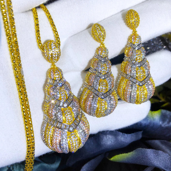 Original Necklace Earrings Jewelry Set Geometric Sparkling Women Girl Gift