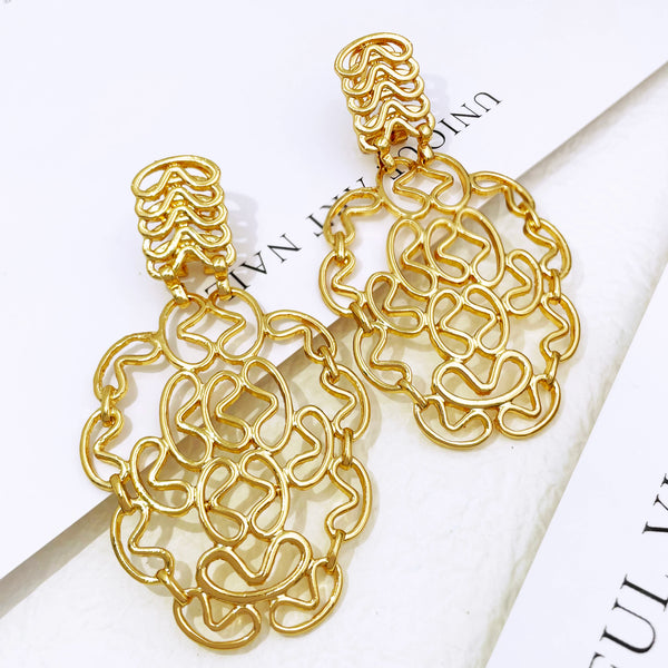Pendientes grandes de Dubái para mujer, pendientes huecos