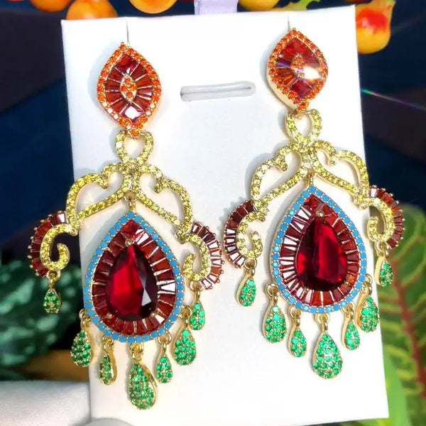 Luxury Charm Ruby Dangle Earrings for Women