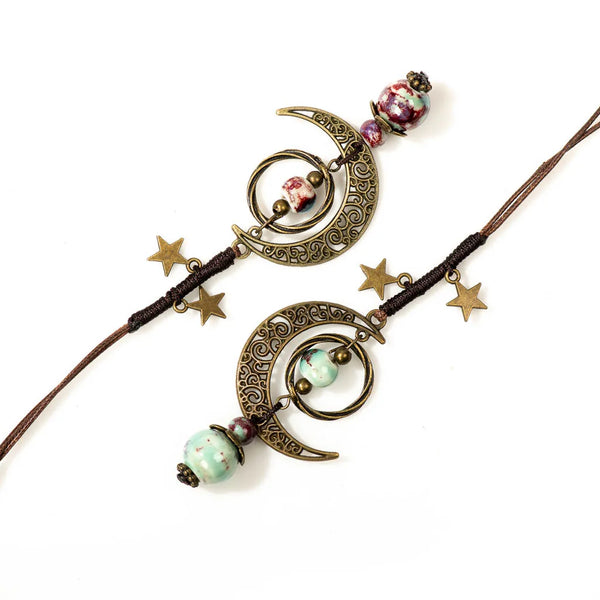 Star And Moon Ceramic Beads Sweater Chain Long Wind Pendant