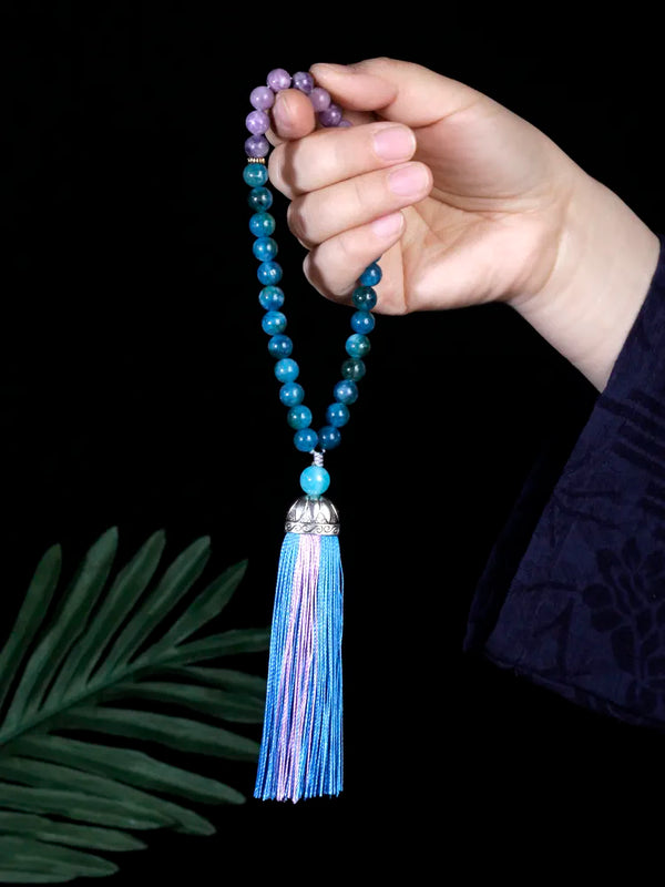 Pulsera islámica musulmana Tasbih de cuarzo rosa de 8 mm con 33 cuentas para mujer