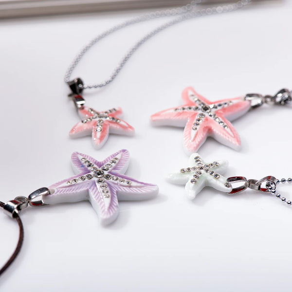 Ceramic Starfish Pendant Necklace Ocean Series Jewelry Porcelain Pendant