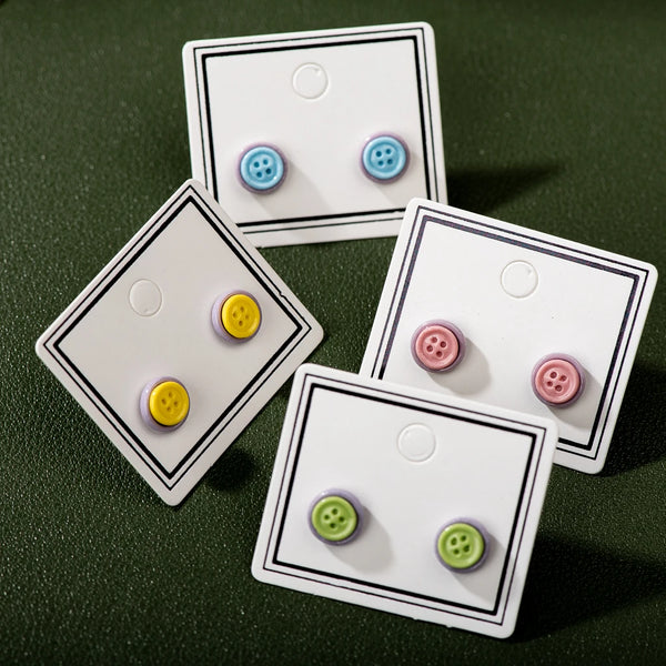 Button-shaped Multicolor Ceramic Earrings