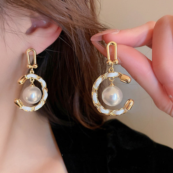 Simulated Pearl Aesthetic Earrings for Women Temperament Bridal Dangle Earrings