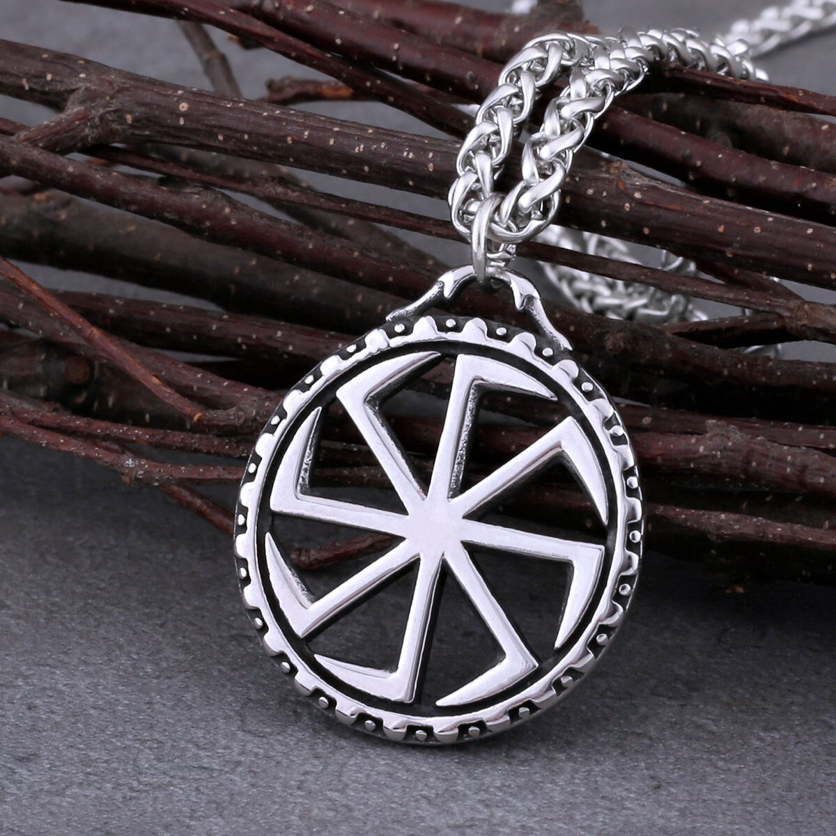 Vintage Slavic Rune Necklace Men's Vikings Sun Symbol Amulet Pendant N ...