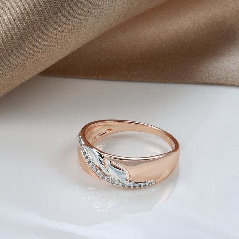 Luxury Silver Color Leaf With Zircon Women Rings