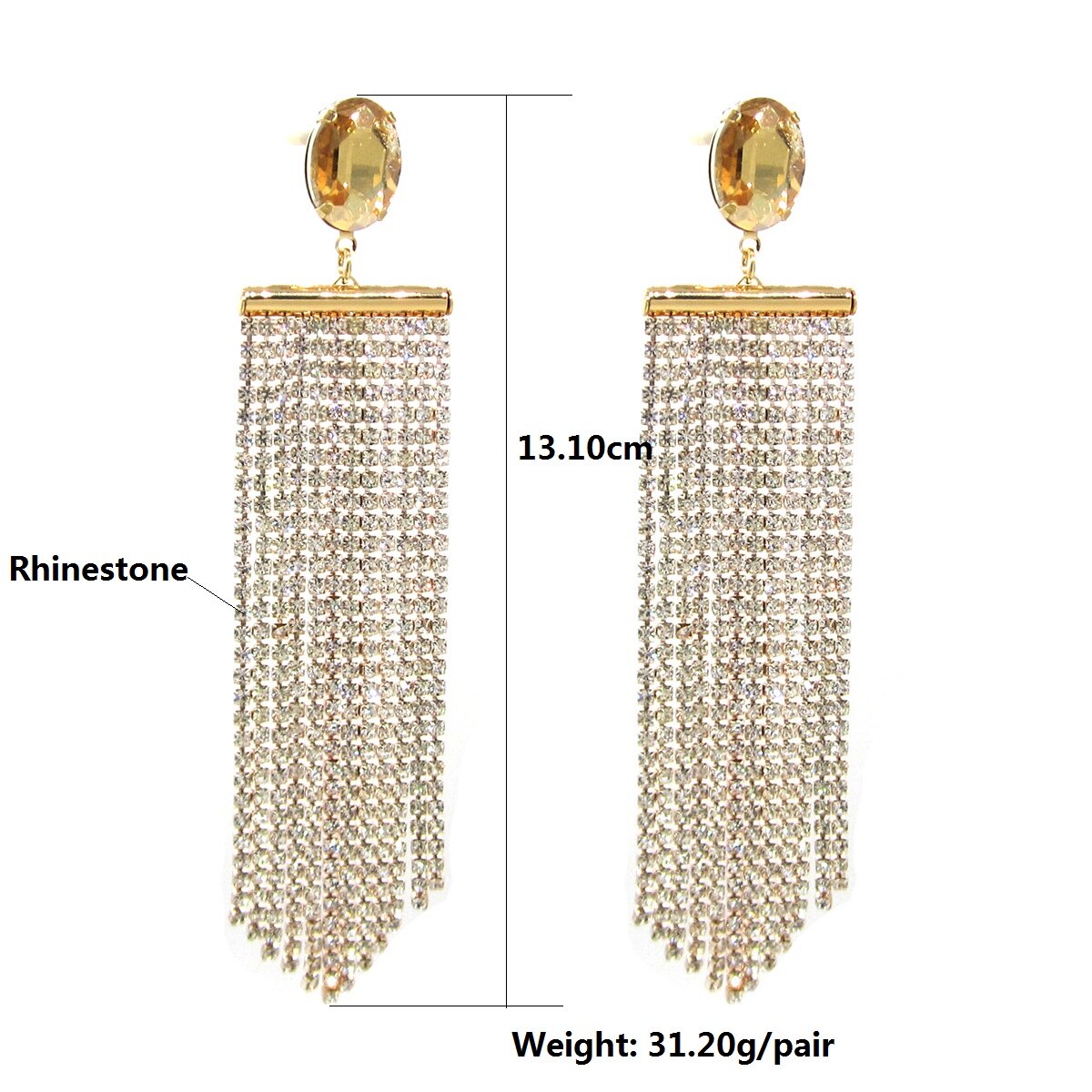 Europe And America New Exaggerated Full Rhinestone Tassel Earrings For Women