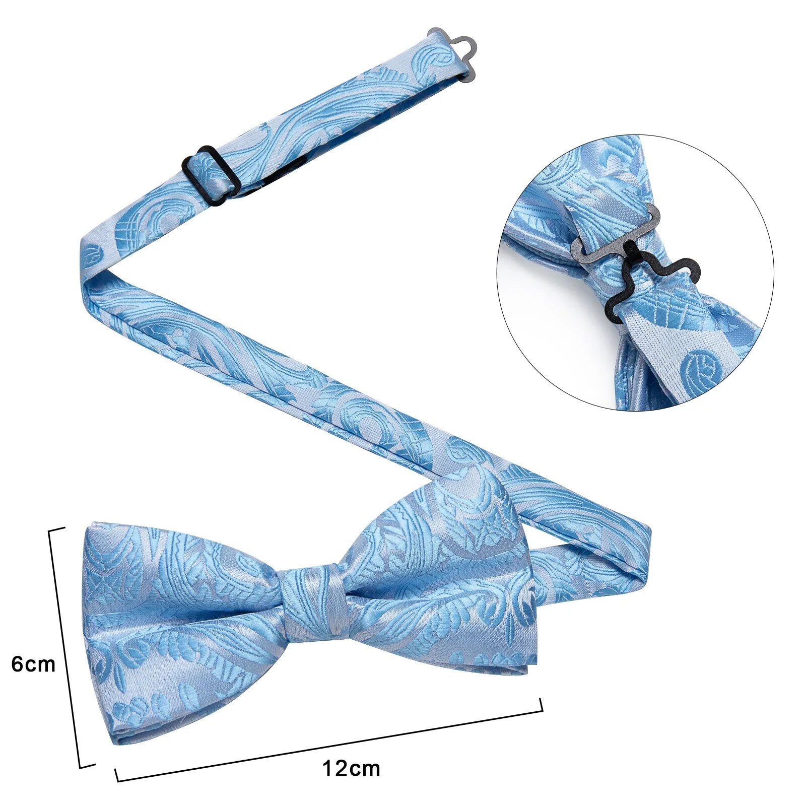 Fashion Blue Paisley Bowtie Handkerchief Cuffinks Set for Man