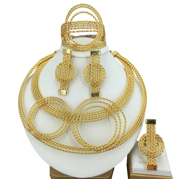 Conjuntos de joyas brasileñas hechas a mano bañadas en oro, joyas únicas para mujeres