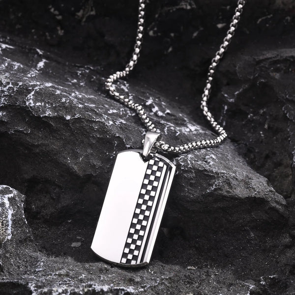 Collares colgantes con placa de identificación de tablero de ajedrez