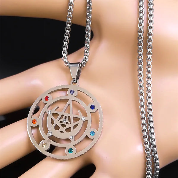 Collar con nudo de pentagrama de bruja estética para mujeres y hombres