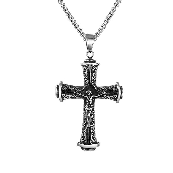 Colgante de acero inoxidable con forma de cruz del Ojo de Horus, patrón egipcio vintage