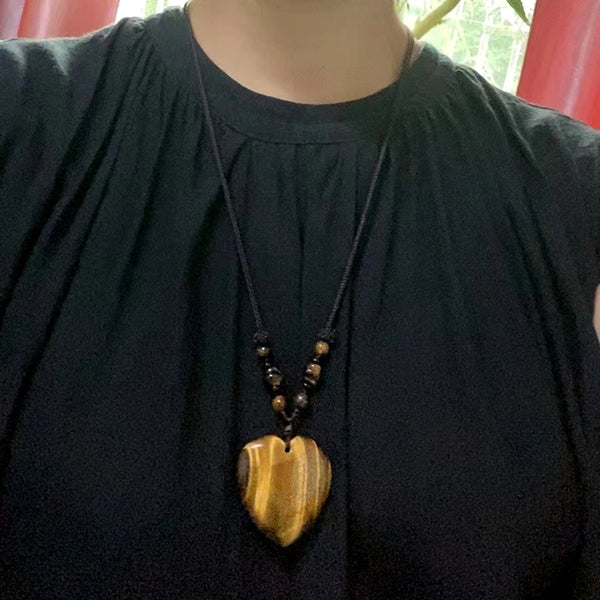 Colgante en forma de corazón para collar de mujer, collar de amor con piedra de ojo de tigre