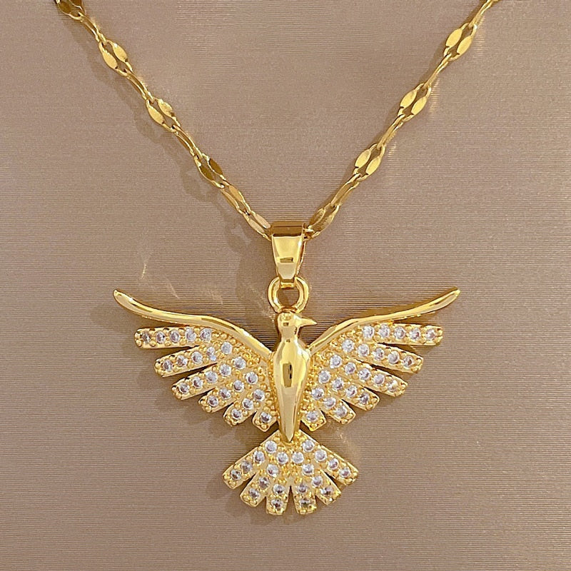 316L Stainless Steel Phoenix Eagles Pendant Necklace For Women