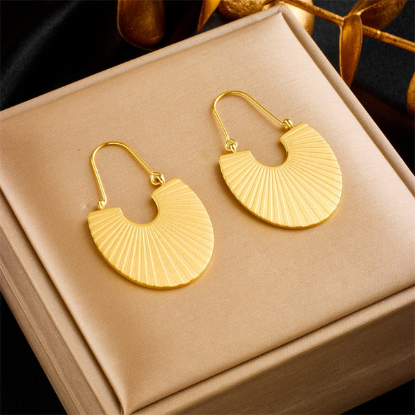 316L Stainless Steel Gold Color Geometric Hoop Earrings For Women