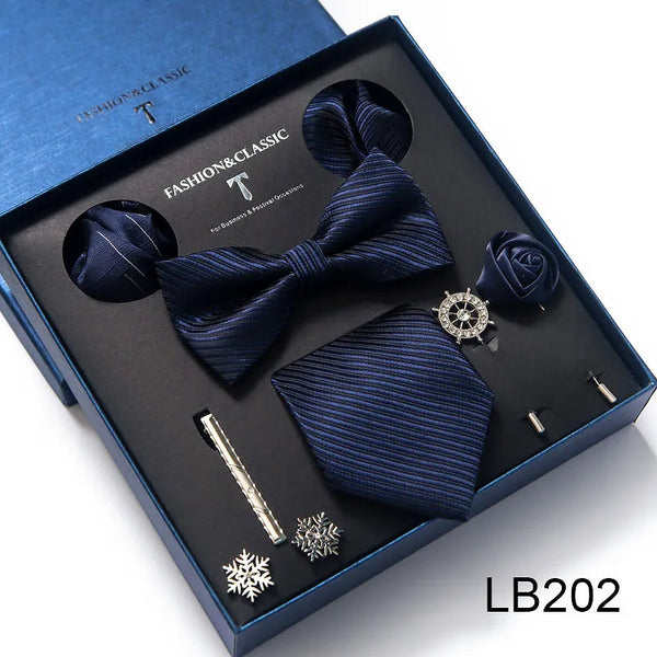 Men's Tie Set Luxury Gift Box Silk Tie Necktie Set 8pcs Inside Packing
