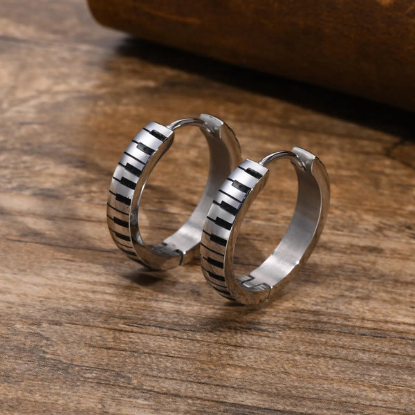 Stylish Piano Hoop Huggie Earrings for Men Boys
