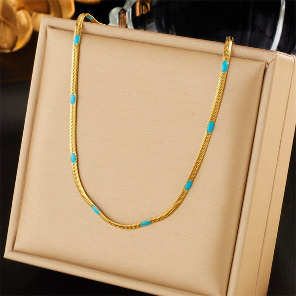 Collar de cadena de serpiente plana de acero inoxidable 316L para mujer