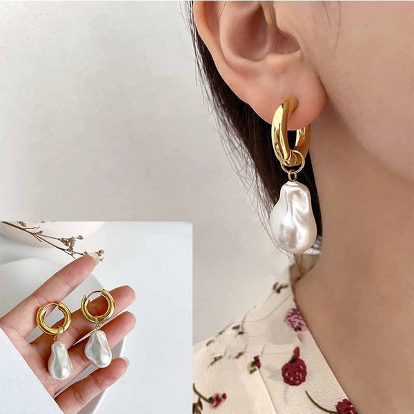 Simple Exaggerated Irregular Imitation Pearl Drop Earrings